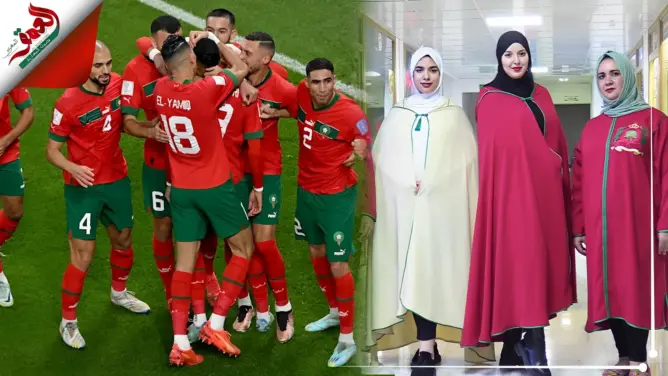 إقبال لافت للمغربيات على ارتداء “السلهام” عوض الأقمصة لتشجيع الأسود