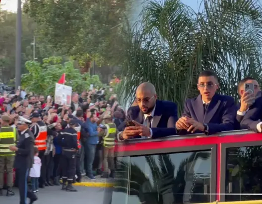 لحظة وصول أسود الأطلس لأرض الوطن