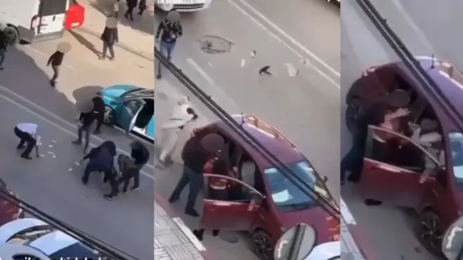 مثير.. زوجان يعتديان على سيدة بالشارع العام ومواطنون ينهبون أموالها (فيديو)