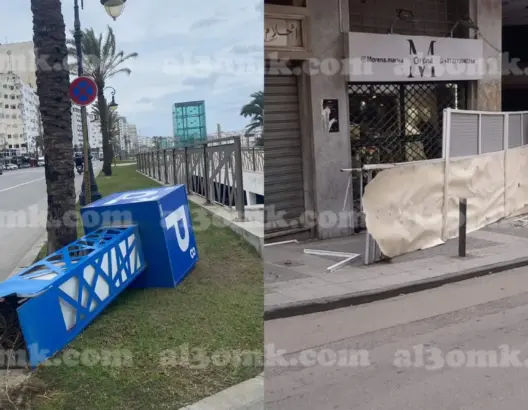رياح قوية تخلف خسائر مادية بطنجة.. والسلطات تتدخل (صور)
