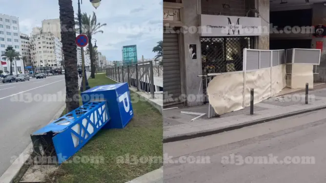 رياح قوية تخلف خسائر مادية بطنجة.. والسلطات تتدخل (صور)