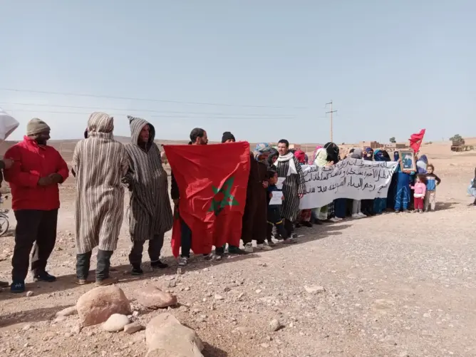 المنازل المنهارة جراء الأمطار تخرج مواطنين للإحتجاج بزاكورة