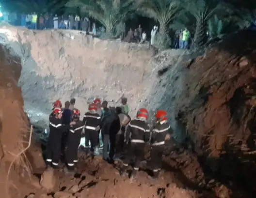 انهيارات تعيق إنقاذ شاب سقط في بئر بعمق 14 مترا نواحي زاكورة