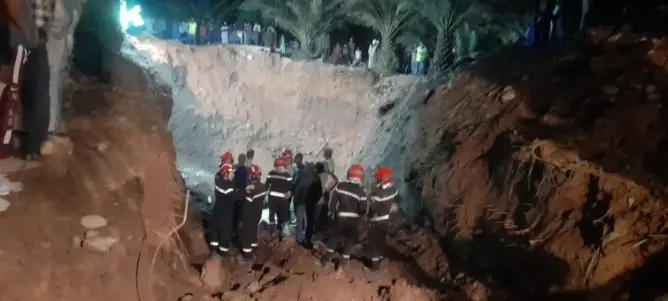 انهيارات تعيق إنقاذ شاب سقط في بئر بعمق 14 مترا نواحي زاكورة