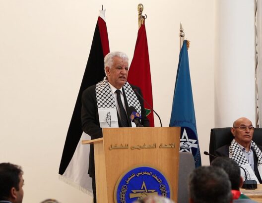 السفير الفلسطيني لدى المملكة المغربية، جمال الشوبكي بمقر الاتحاد المغربي للشغل