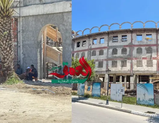 عُمال يوقفون الأشغال بـ”ساحة الثيران” بطنجة احتجاجا على تأخر أجورهم (صور)