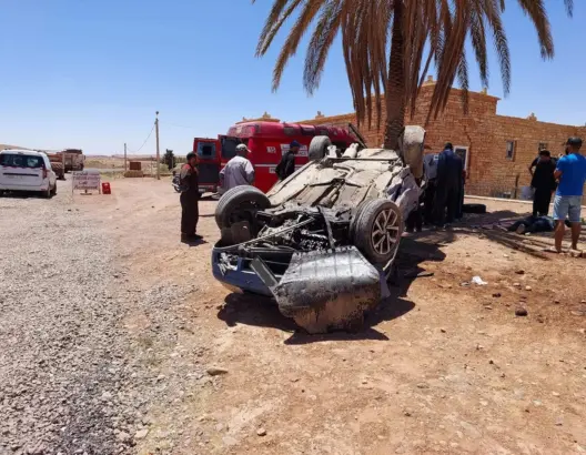 سيارة خفيفة تنقلب نواحي ورزازات