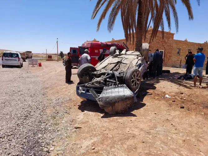 سيارة خفيفة تنقلب نواحي ورزازات