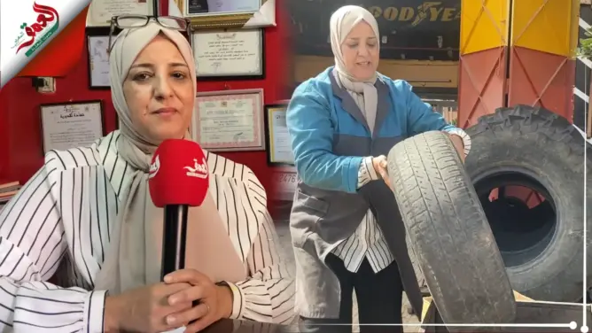 مليكة حمداني.. أول سيدة تقتحم عالم العجلات وزيوت السيارات ببني ملال (فيديو)