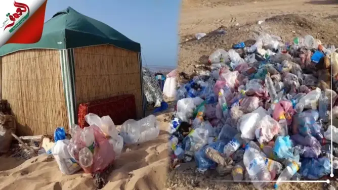 الأزبال وغياب المراقبة ينغصان متعة الاستجمام بشاطئ “عين كَديد” (فيديو)