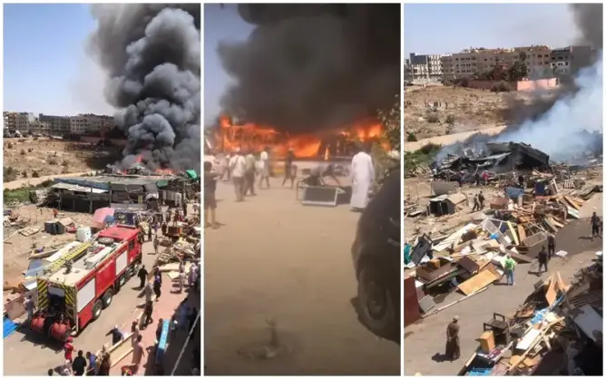 حريق يلتهم سوقا لـ”الجوطية” ببوزنيقة والوقاية المدنية تتدخل (صور)
