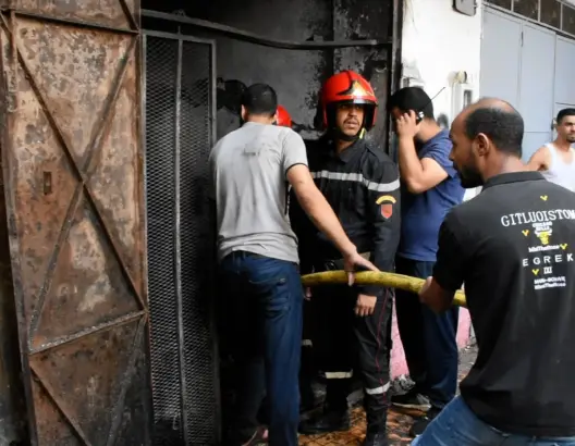 حريق ورشة لصناعة الأحذية بفاس