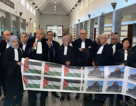 هيئة المحامين بمراكش تنظم وقفة تضامنية مع الشعب الفلسطيني
