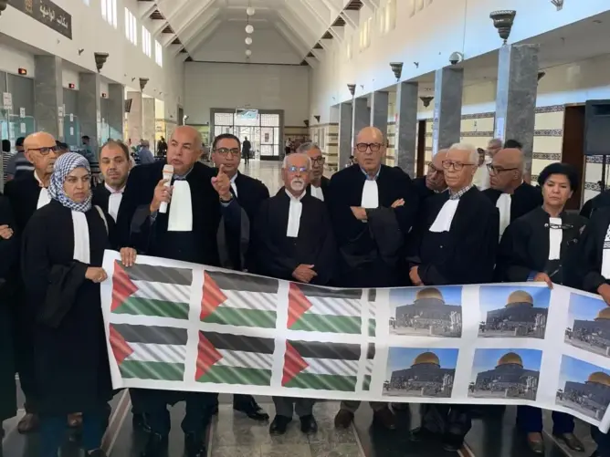 هيئة المحامين بمراكش تنظم وقفة تضامنية مع الشعب الفلسطيني