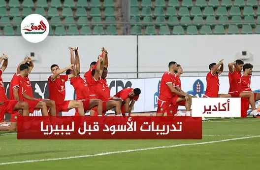 تدريبات الأسود استعدادا لمواجهة ليبيريا