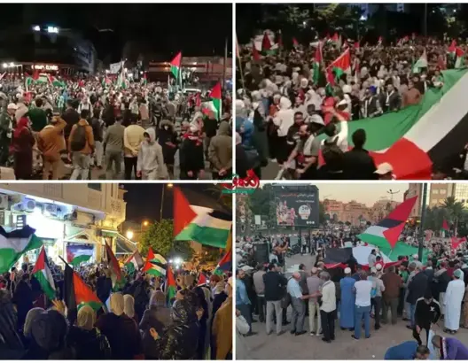 أمام قنصليات أمريكا وفرنسا وبالساحات العامة.. مظاهرات حاشدة بالمغرب دعما لغزة