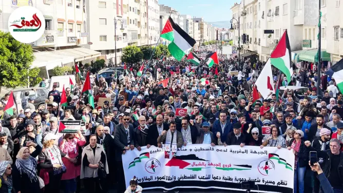 أهمها بطنجة والبيضاء .. مسيرات ضخمة في المغرب دعما لغزة وتنديدا بالعدوان الإسرائيلي