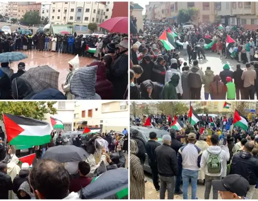 تحت الأمطار.. عشرات الوقفات بالمدن المغربية للمطالبة بوقف الحرب على غزة