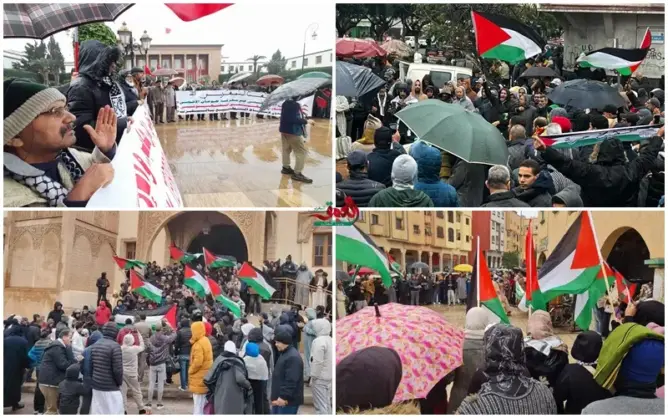 تحت الأمطار.. أزيد من مائة مظاهرة بالمغرب في يوم واحد دعما لغزة واستعدادات لمسيرة حاشدة بالرباط