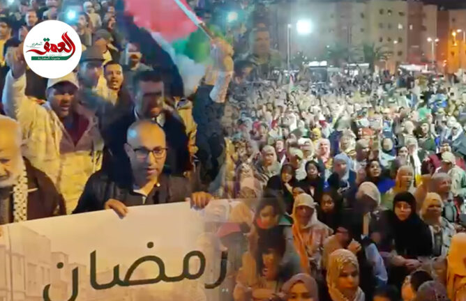 "طوفان بشري ليلي".. مغاربة يخرجون بعد الافطار في الدار البيضاء دعما لفزة ورفضا للعداون الاسرائيلي
