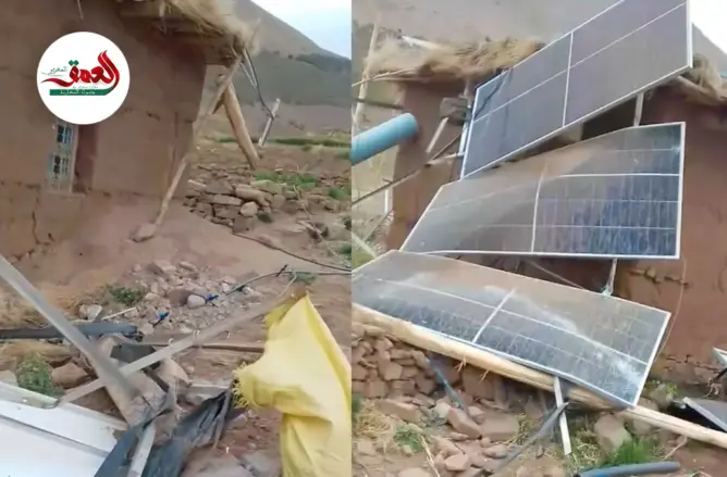 حطمت الألواح الشمسية واقتلعت الأشجار.. رياح قوية تخلف خسائر مادية بـ”آيت بوكماز” (فيديو)