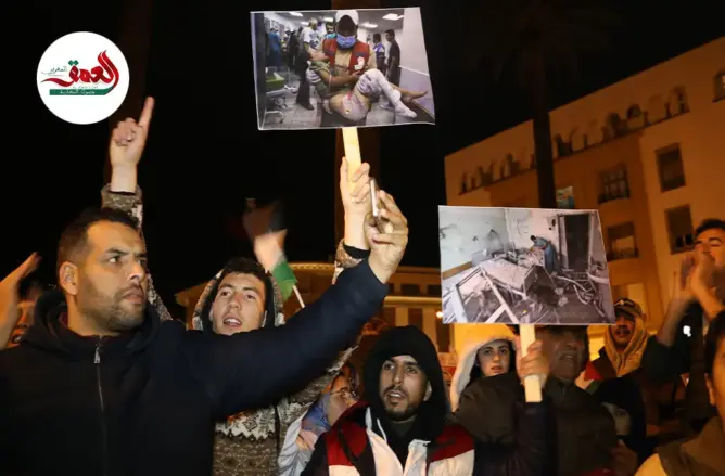 أطر صحية تشارك في مسيرة ليلية بالرباط نصرة لفلسطين