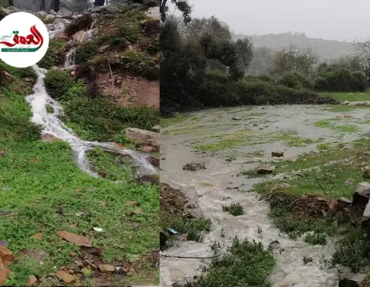 سيول مائية تتدفق بغزارة.. الأمطار تنعش الودكة
