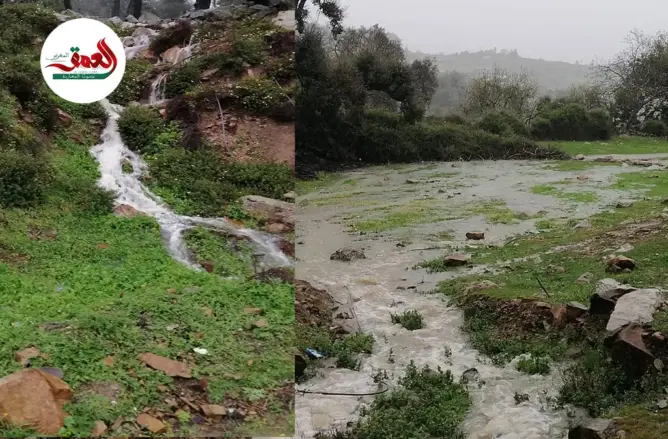 سيول مائية تتدفق بغزارة.. الأمطار تنعش الودكة