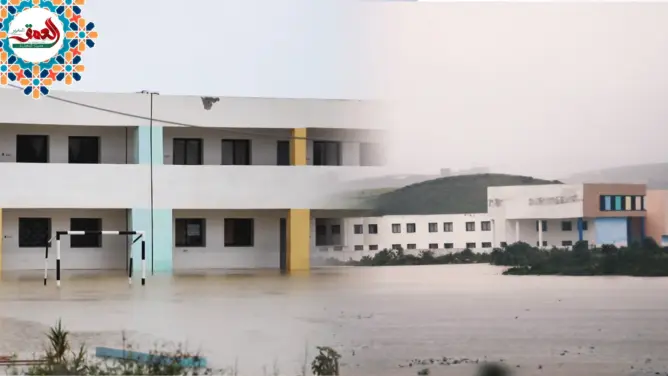 الفياضانات تغرق مؤسسة تعليمية بطنجة