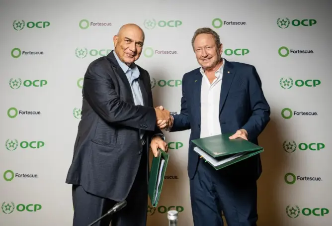 الـOCP وFortescue يوحدان جهودهما لتوفير الهيدروجين الأخضر بالمغرب