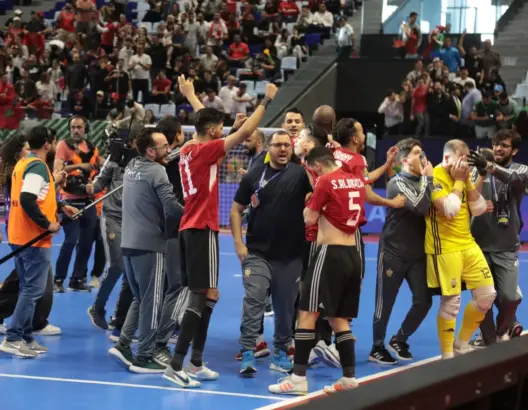 فرحة المنتخب الليبي بعد التأهل لكأس العالم “الفوتسال”