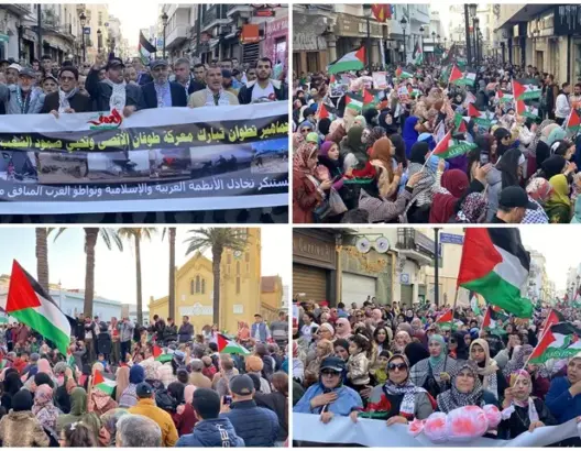 مسيرة حاشدة بتطوان تنديدا بمجازر الاحتلال بغزة ولـ”إسقاط التطبيع” (صور)