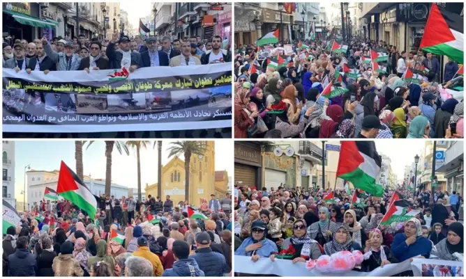مسيرة حاشدة بتطوان تنديدا بمجازر الاحتلال بغزة ولـ”إسقاط التطبيع” (صور)