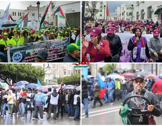 عيد العمال بالشمال.. مسيرات تحت الأمطار تنتقد “تدني الأجور” وفلسطين توحد النقابات
