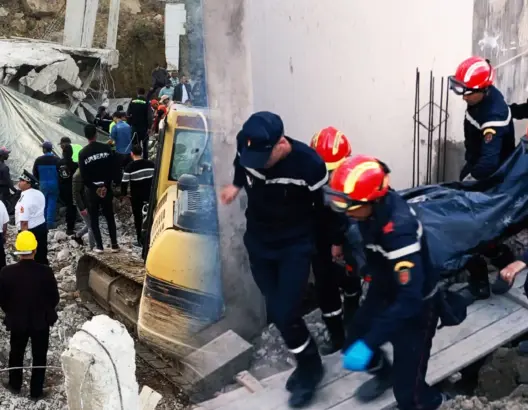 انتشال حارس من تحت أنقاض عمارة منهارة بطنجة