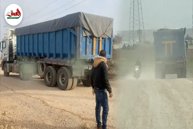 تهيئة طريق نواحي الجديدة.. غبار وأتربة تعيق المرور