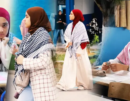تضامنا مع غزة.. تلميذات يتوشحن الكوفية الفلسطينية في امتحانات الباك (فيديو)