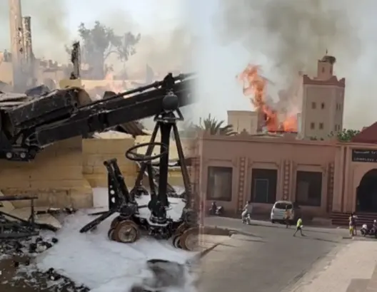 حريق يلتهم متحف السينما بورزازات وجهود الوقاية المدنية متواصلة لإطفائه