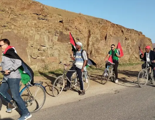 لأزيد من 10 كلم.. مسيرة بالدراجات الهوائية بضواحي زاكورة تضامنا مع غزة ولبنان
