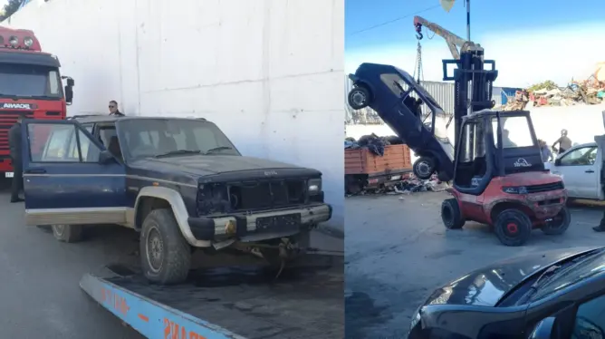 حملة بطنجة لحجز السيارات المتخلى عنها في الشوارع