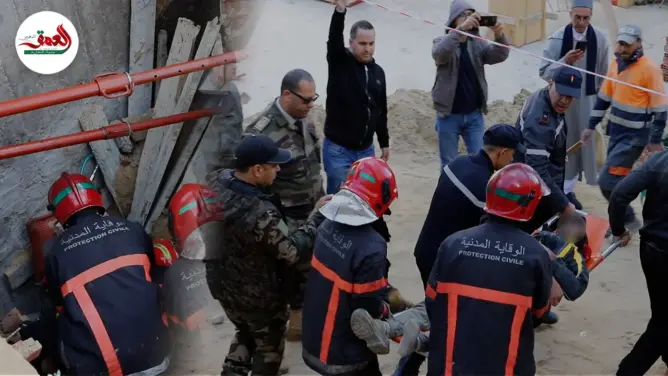 إصابة عامل جراء انهيار تربة ورشة بناء وسط مدينة طنجة (فيديو)