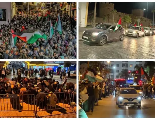 احتفالات بمدن مغربية بعد إعلان وقف إطلاق النار بغزة.. والمتظاهرون يحتفون بالمقاومة (فيديو وصور)