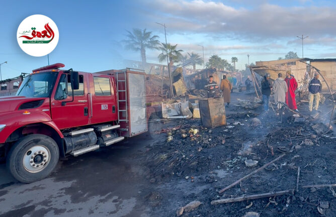 حـــ.ــريق مهول بسوق الربيع بمراكش يلتهم 400 محل تجاري في الساعات الأولى من صباح الأحد