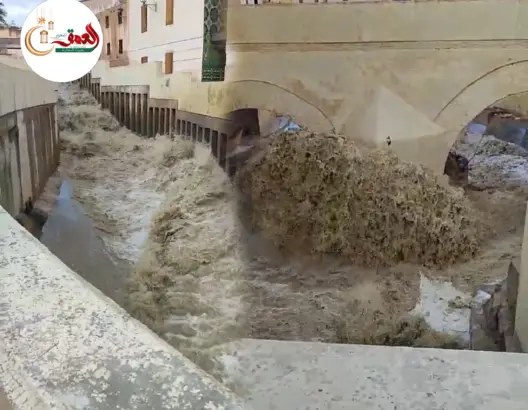 سيول قوية بواد الجواهر بفاس