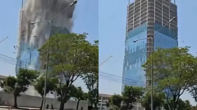 شعرت به 8 دول.. زلزال عنيف يضرب بورما وتايلاند وسقوط عشرات الضحايا وانهيار ناطحة سحاب