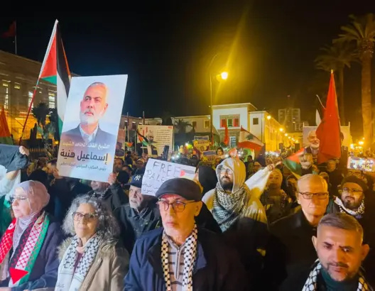في يوم القدس.. مئات المغاربة يتظاهرون في الرباط تضامنا مع غزة ورفضا للتطبيع