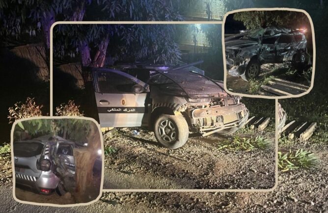 إصابة دركي في حادث سير مروع بأولاد عياد وتدمير سيارة الخدمة