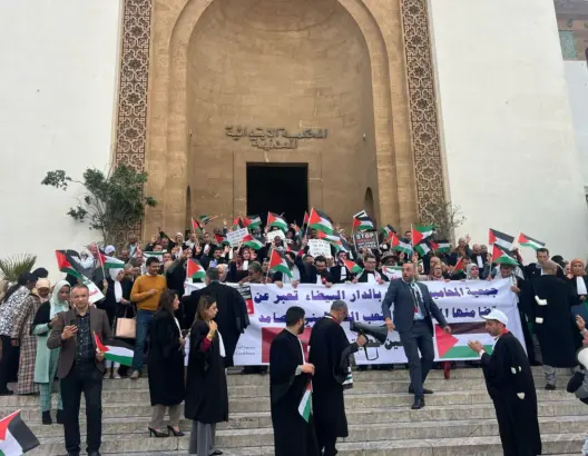 المحامون الشباب يتظاهرون بالبيضاء تنديدا باستمرار “محرقة غزة”