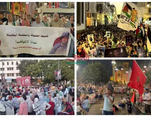 مظاهرات حاشدة بالمغرب تنديدا باغتيال الصحفيين بغزة.. ومحتجون: “لا تطبيع مع قتلة الصحفيين”
