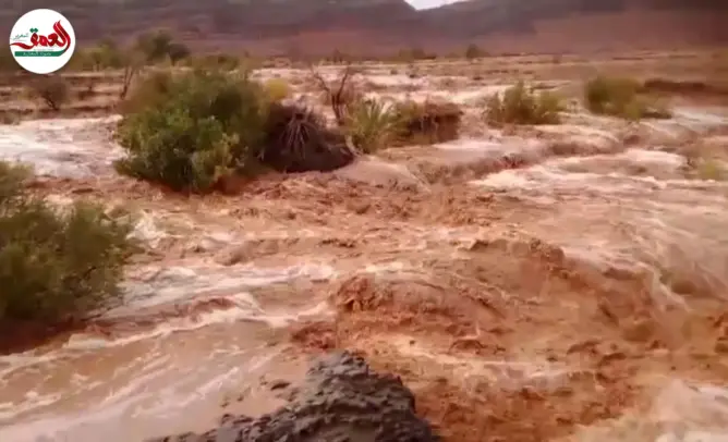 ارتفاع منسوب واد إكجكالن بعد عاصفة رعدية مفاجئة